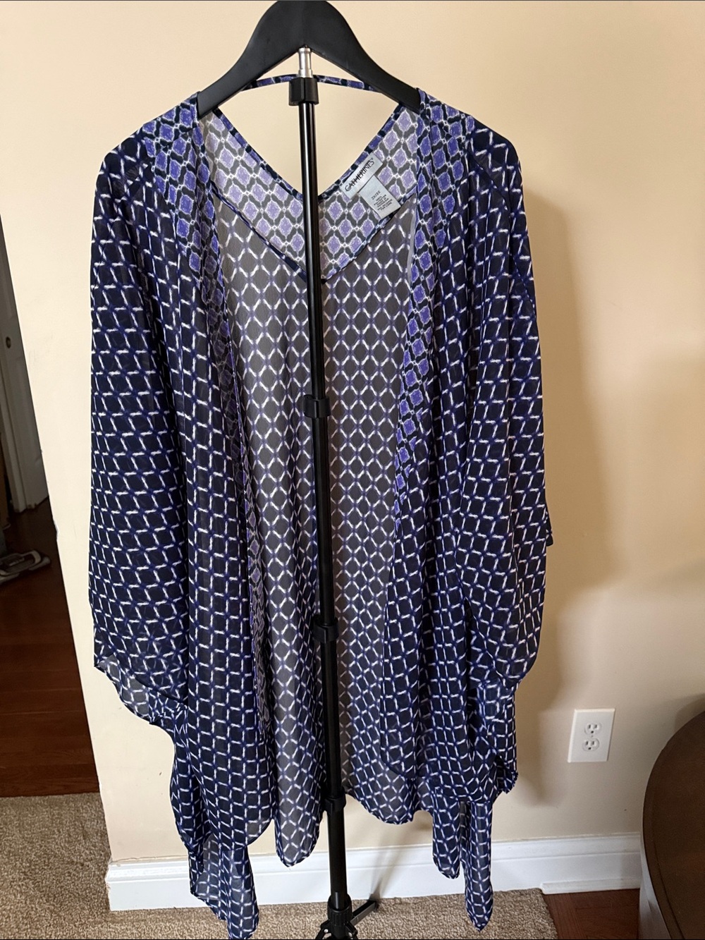 Catherines Purple and White Geometric Print Top